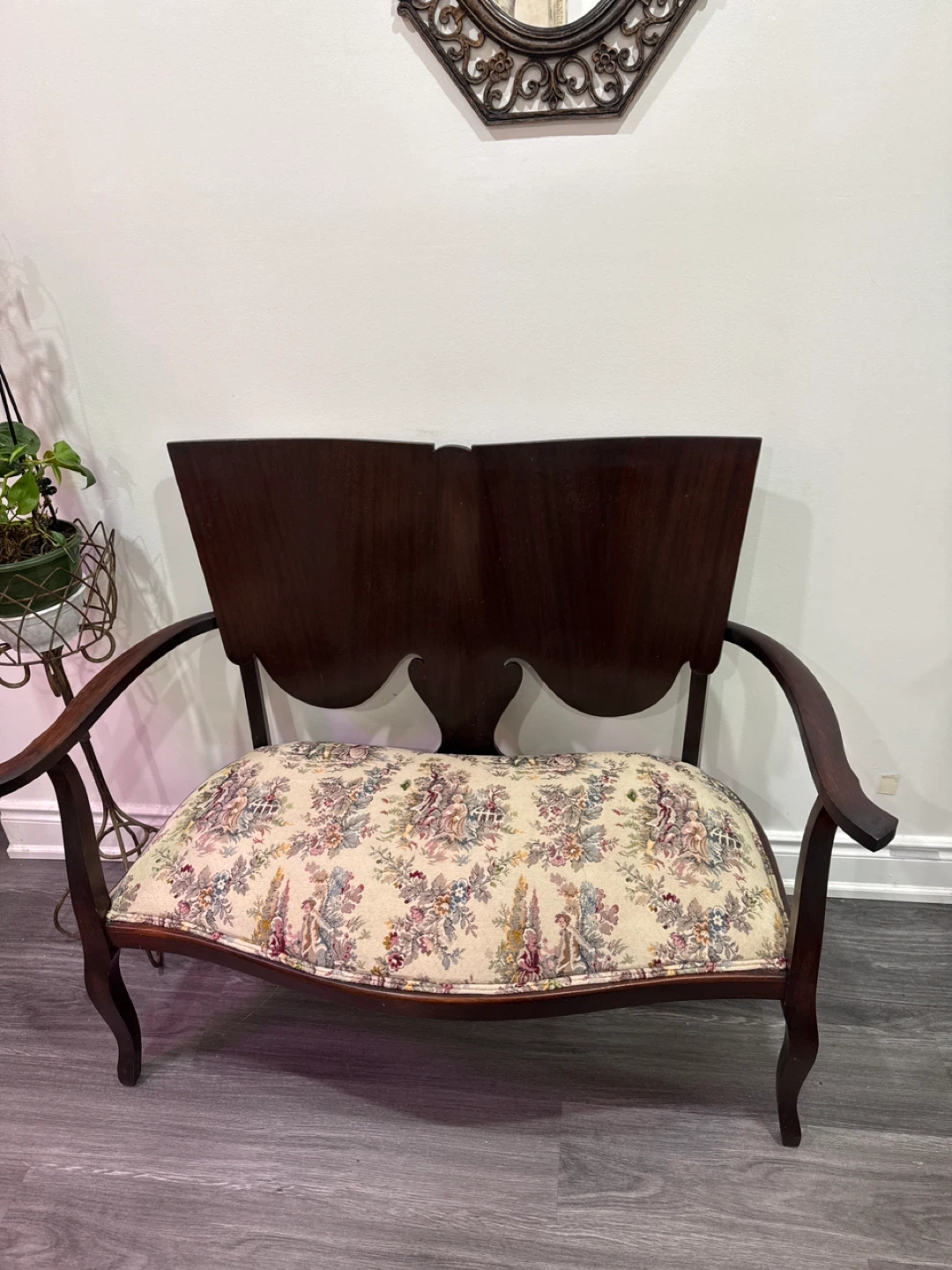 Vintage Settee with Floral Upholstery