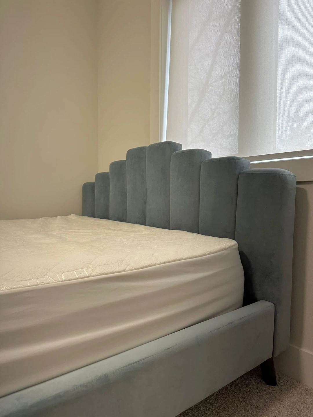 Queen size upholstered frame and Sealy proback Mattress - photo 3