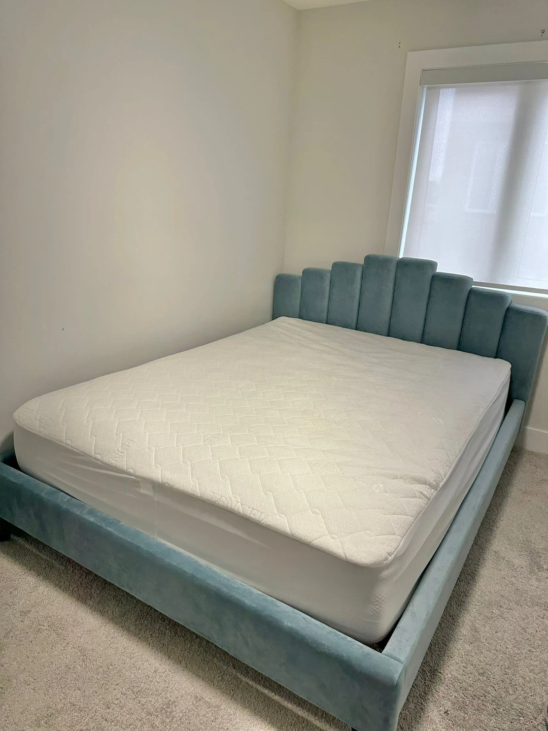 Queen size upholstered frame and Sealy proback Mattress - photo 2