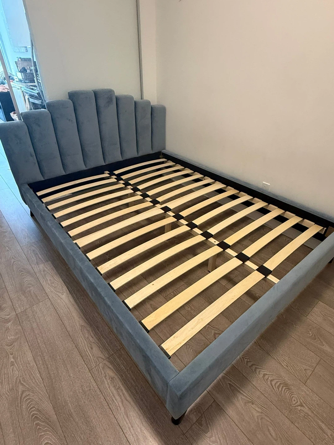 Queen size upholstered frame and Sealy proback Mattress