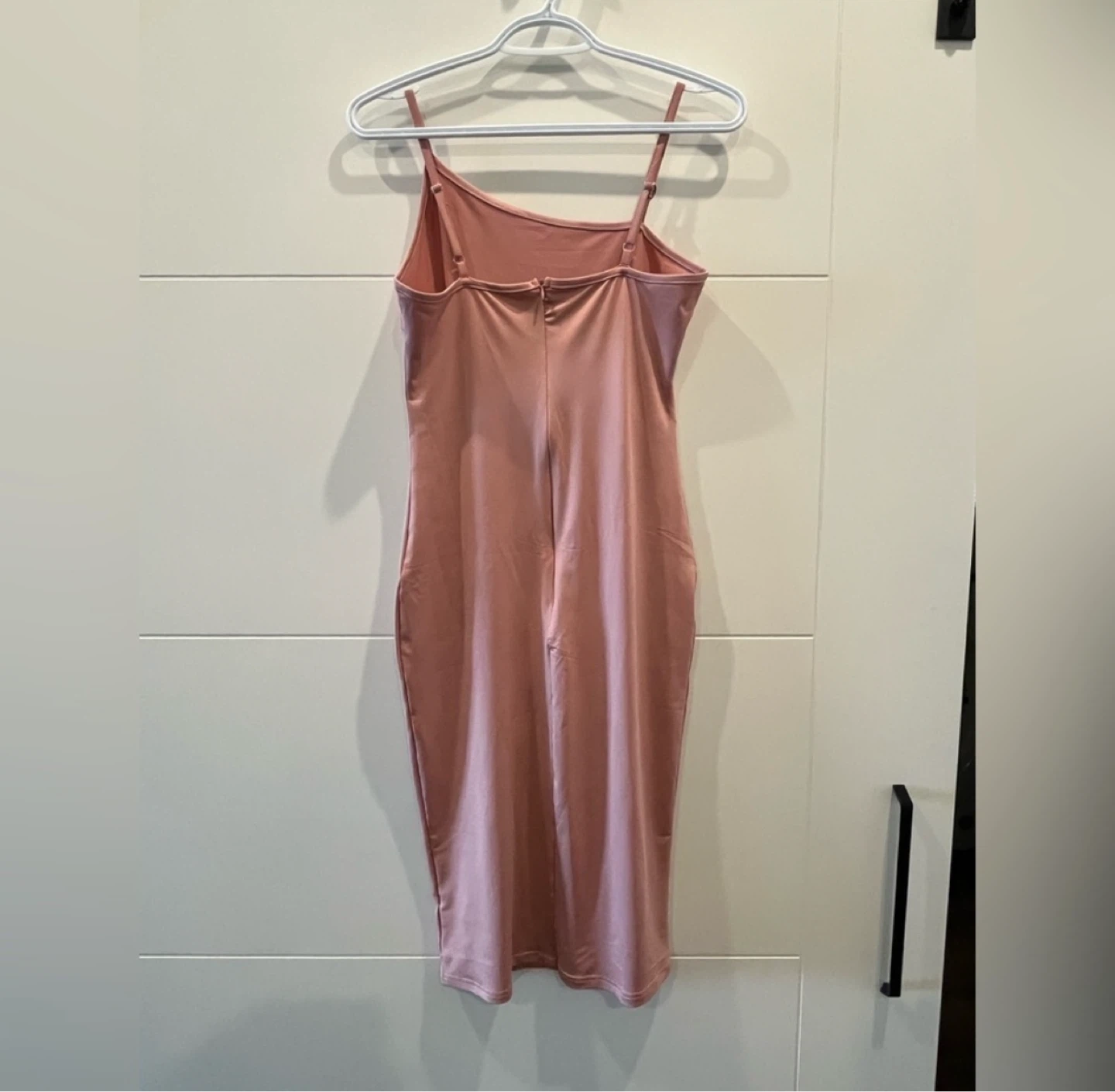 Pink Spaghetti Strap Midi Dress with Slit - photo 5