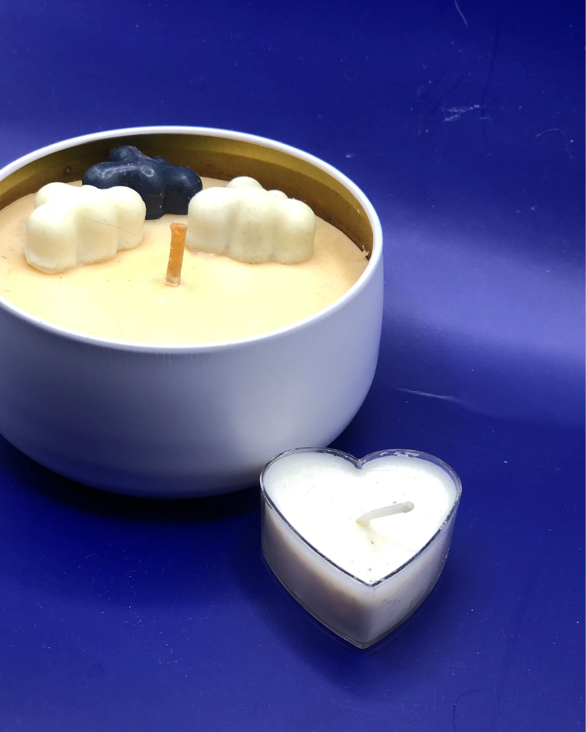 Candle with Decorative Accents and Heart-Shaped Tealight
