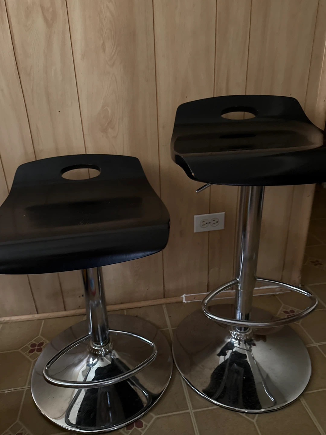 2 Black Adjustable Height Bar Stools