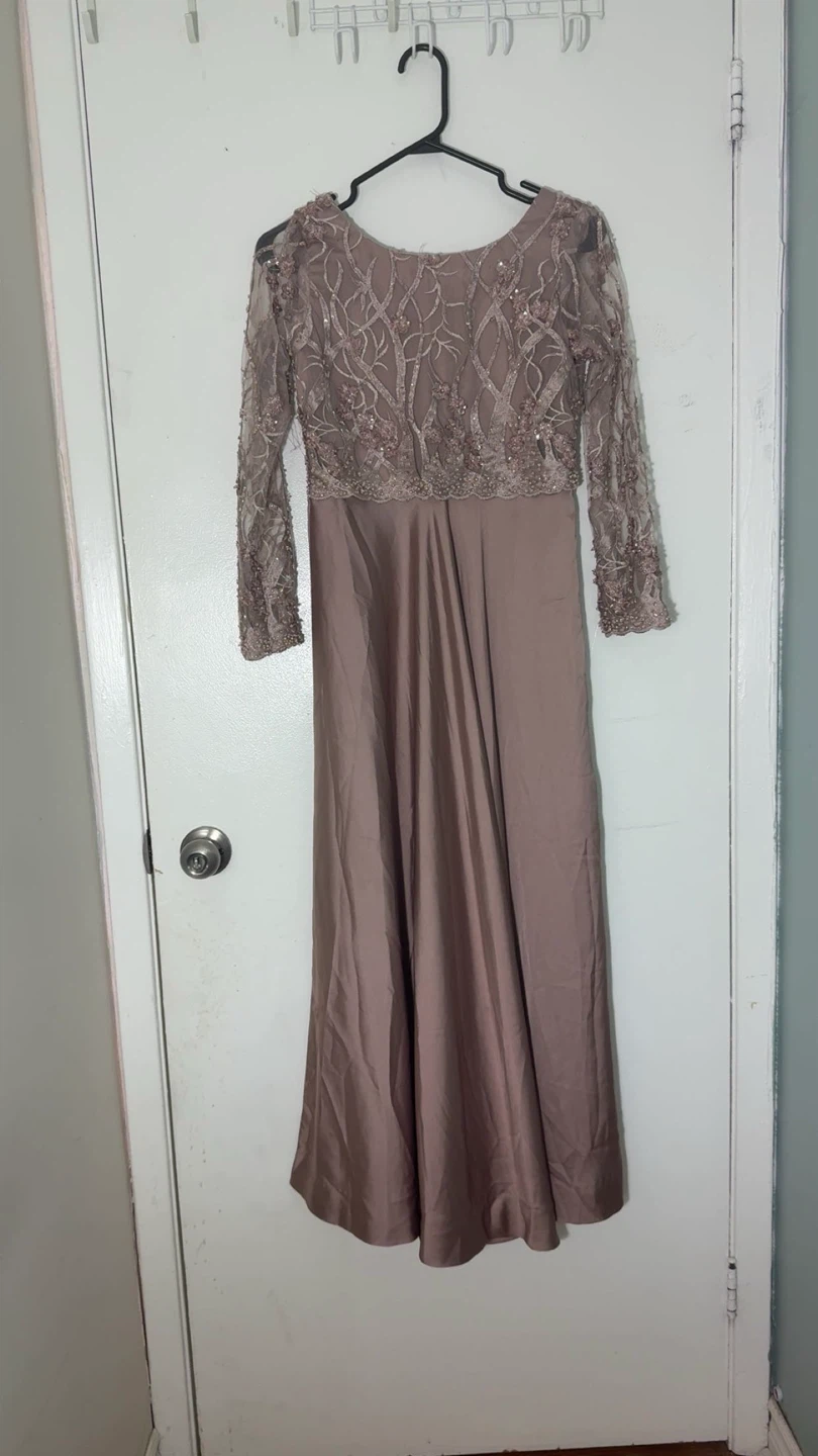 Sequin Embellished Long Sleeve Maxi Dress - Mauve