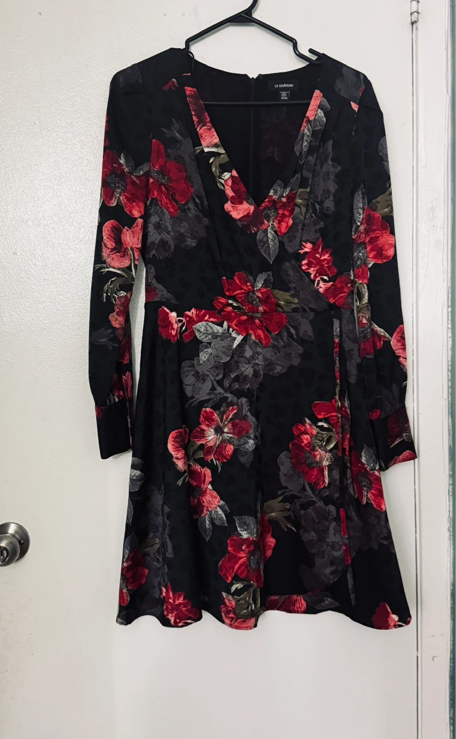 Le Château Black Floral Wrap Dress