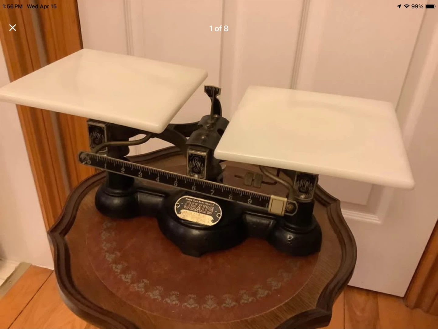 Any/Vt OHAUS Double Beam Balance Scale Cast Iron/Milk Glass 🐞