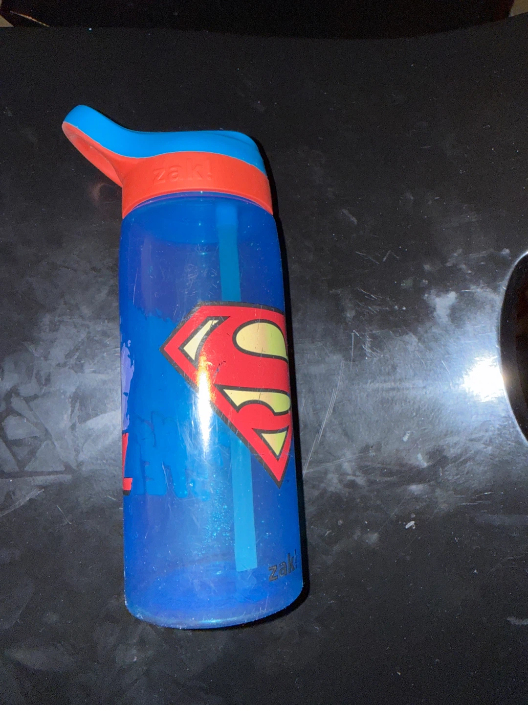 Zak! Superman Blue Water Bottle with Straw