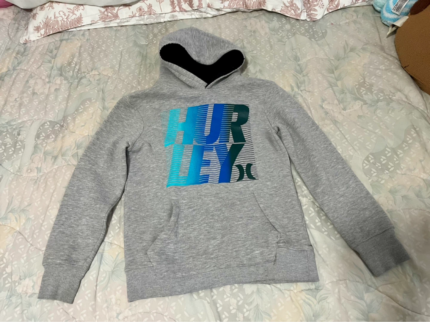 Hurley Grey Sherpa Lined Hoodie Size M