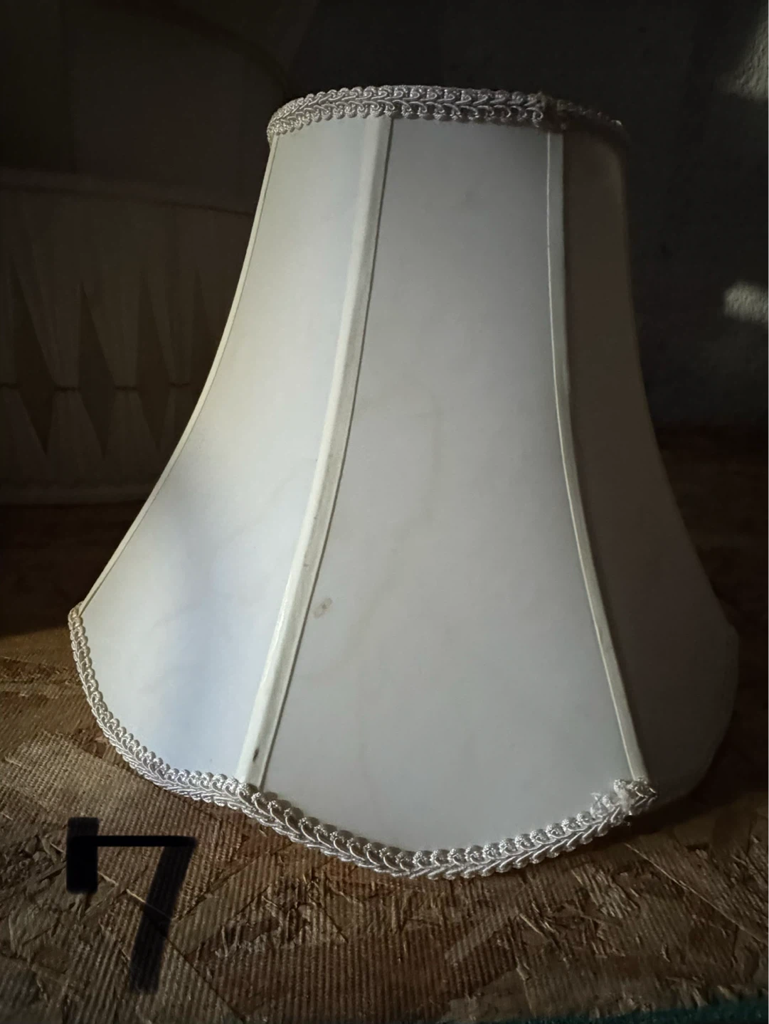Vintage Cream Lampshade with Fringe - photo 3