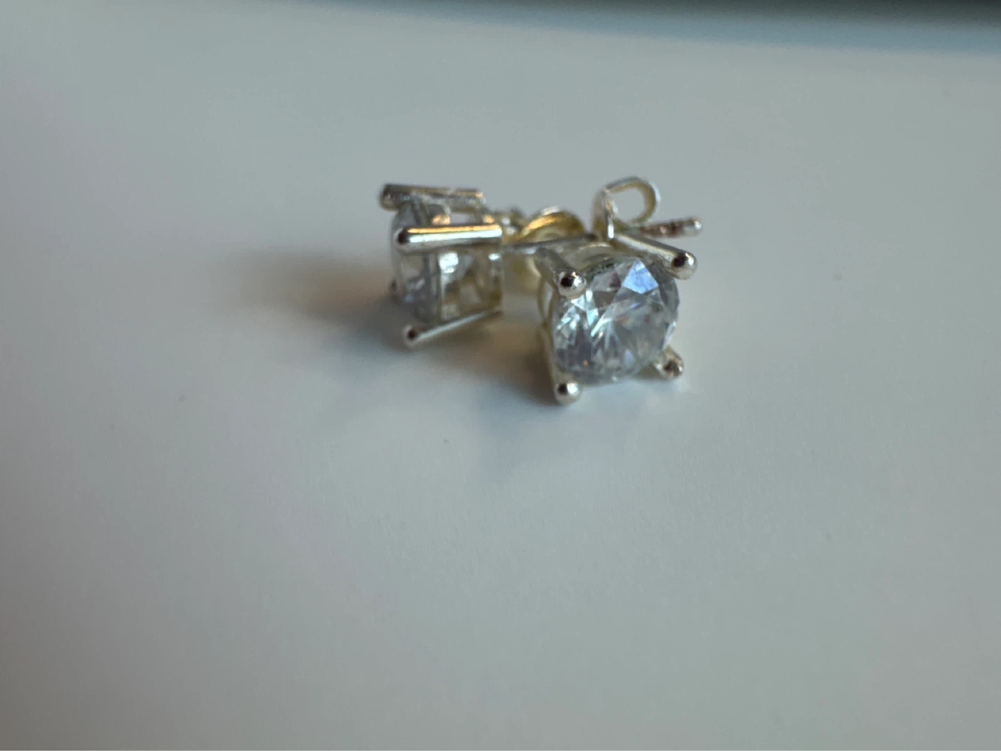 Silver Stud Earrings with Clear Crystals - photo 2