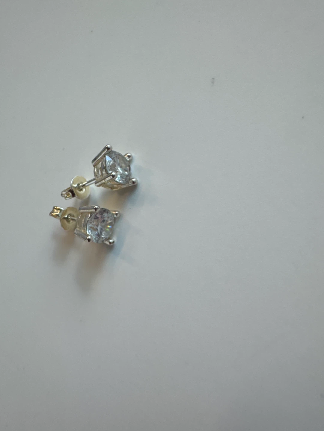 Silver Stud Earrings with Clear Crystals