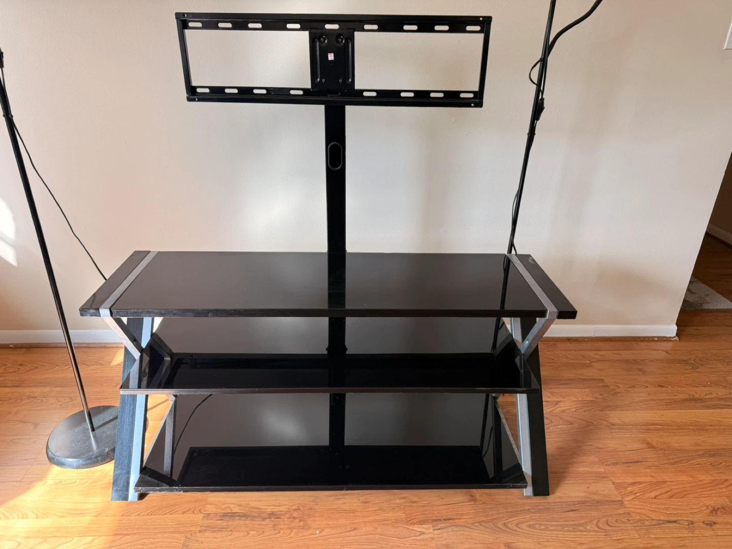 Black Glass TV Stand with Mount - photo 2