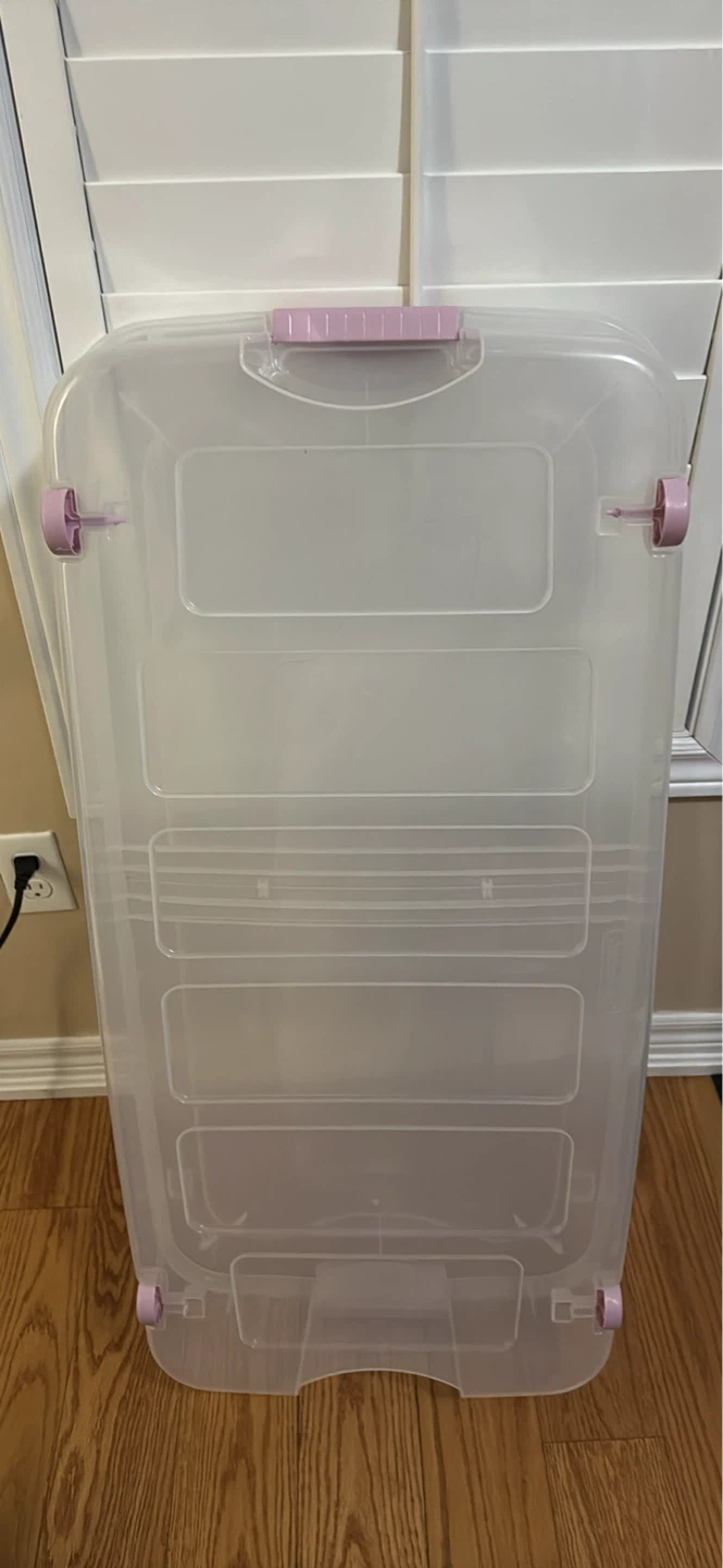 Clear Storage Bin with Pink Accents - photo 2