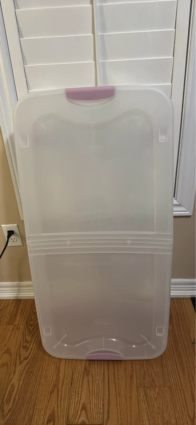 Clear Storage Bin with Pink Accents