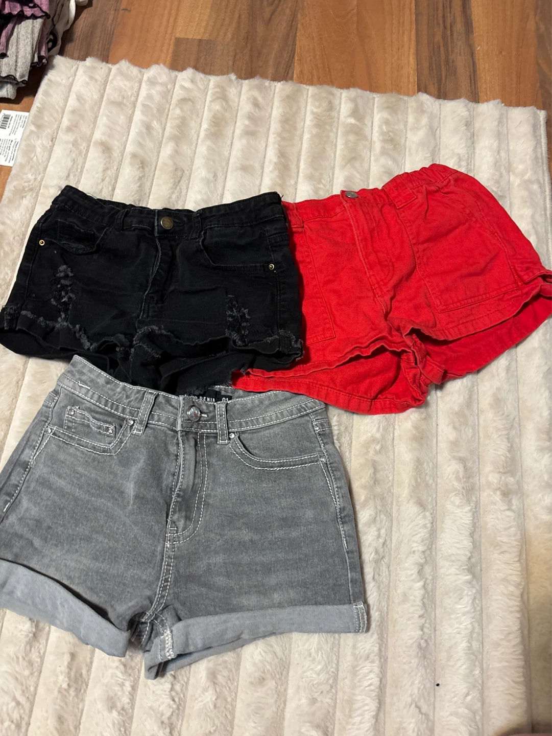 Bundle of 3 Women's Shorts - Black, Red, Grey - photo 2