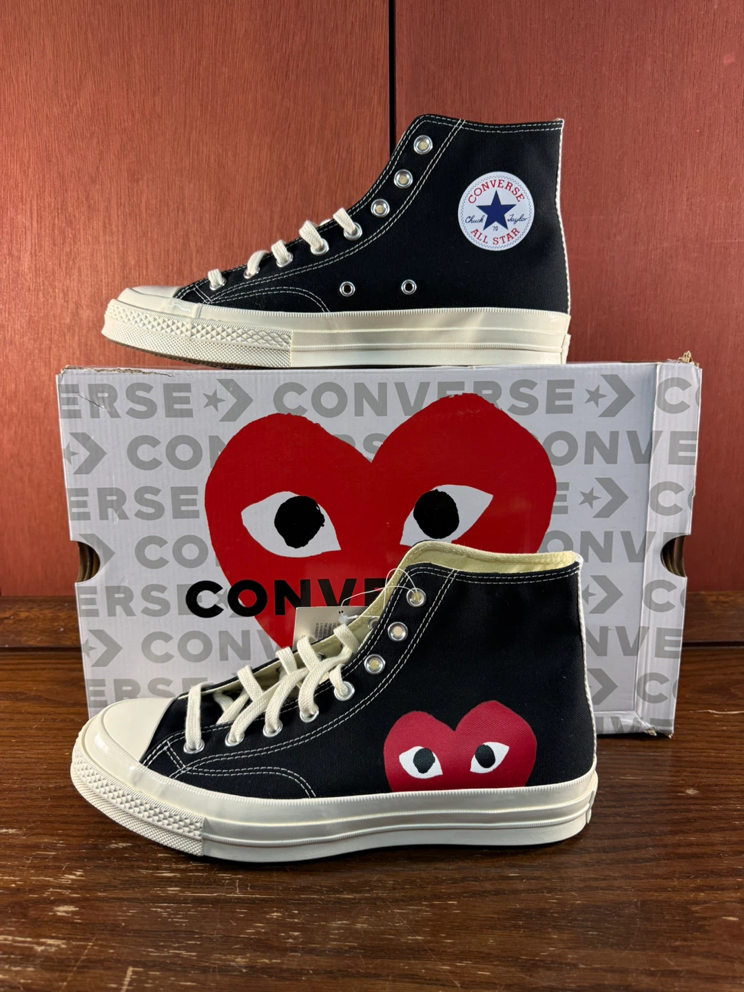 Converse x CDG PLAY Chuck 70 High Black Men’s Sz 10/Women’s 12