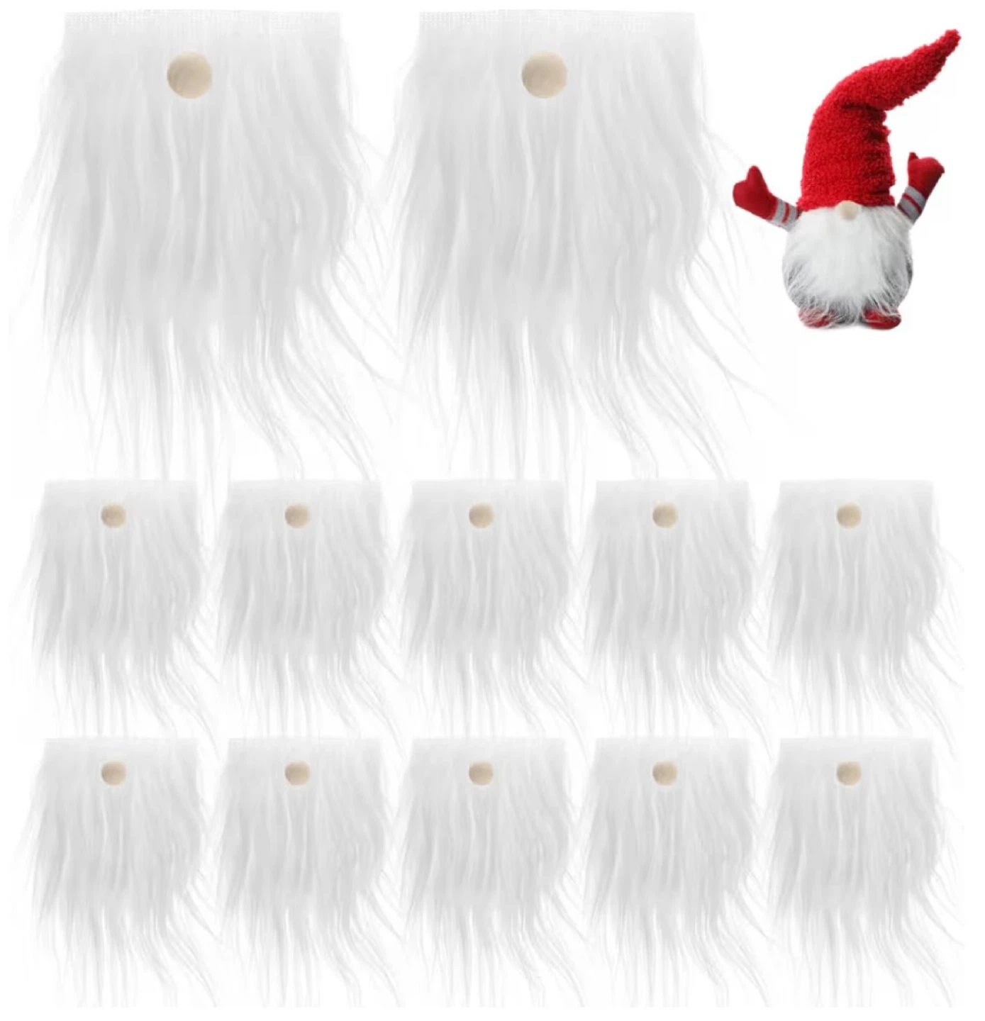 12 Sets Fake Gnome Beards with Wooden Balls