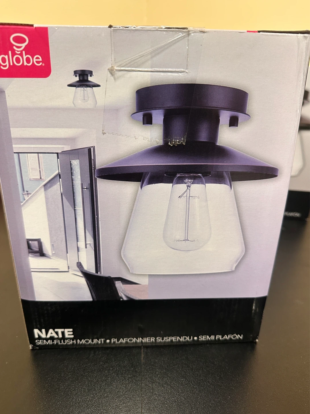 Globe Nate Semi-Flush Mount Light Fixture - Black - photo 2
