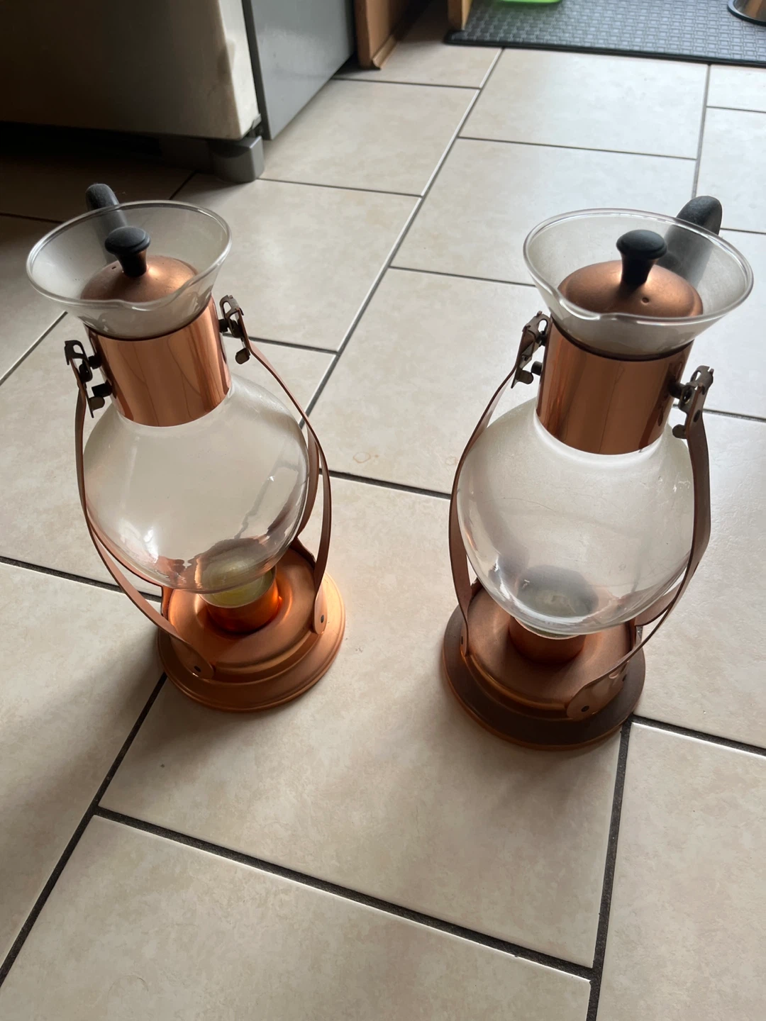 Pair of Copper and Glass Carafe Sets - photo 2