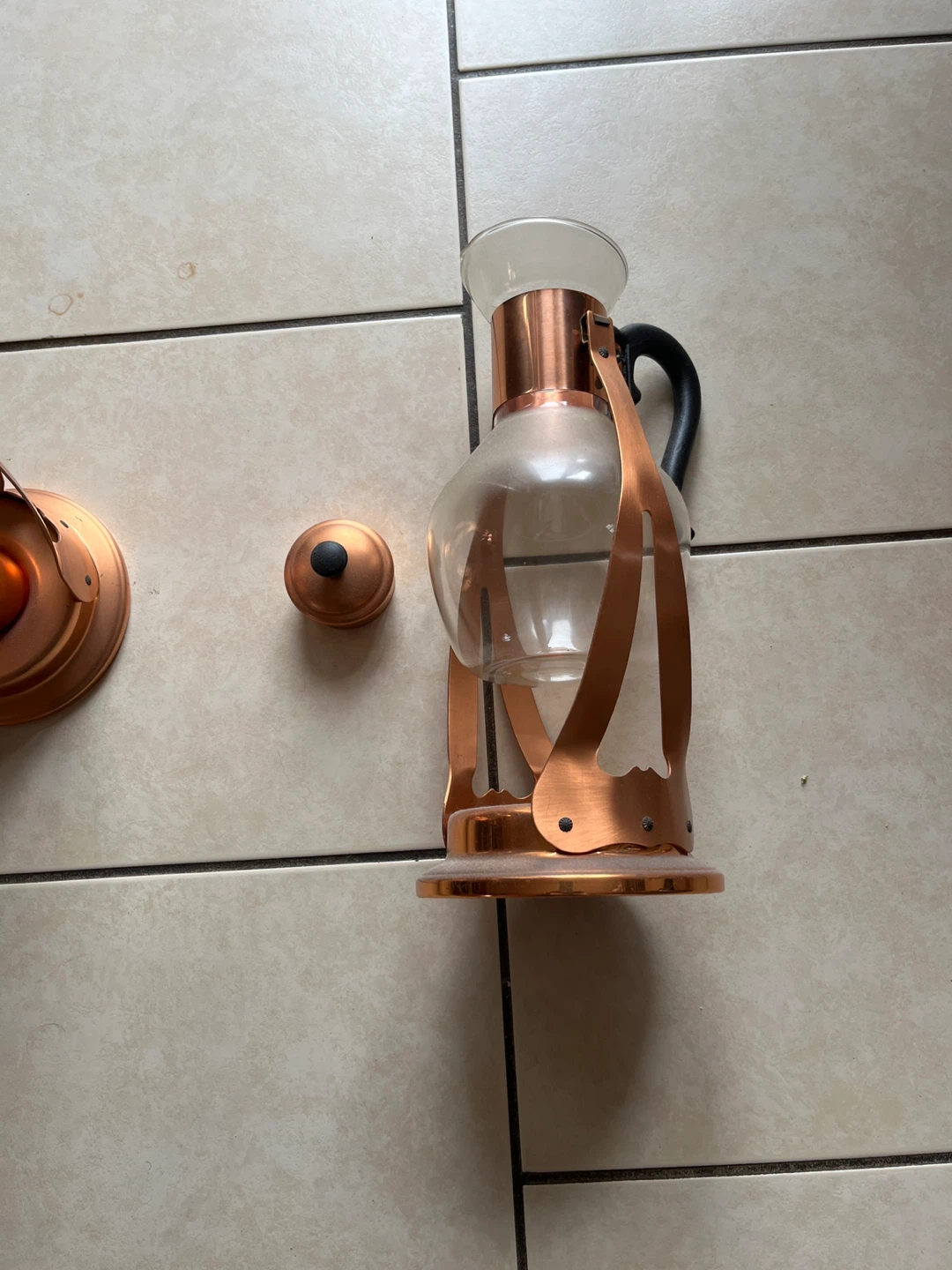 Pair of Copper and Glass Carafe Sets - photo 3