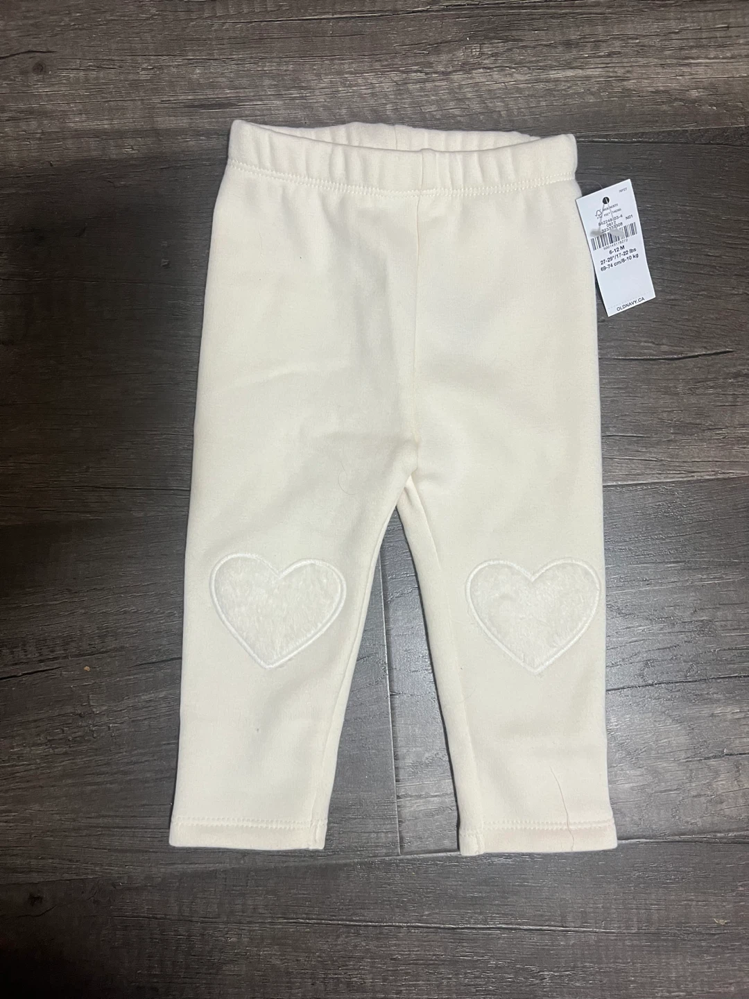 Old Navy Baby Girls Cream Heart Leggings Size 6-12M