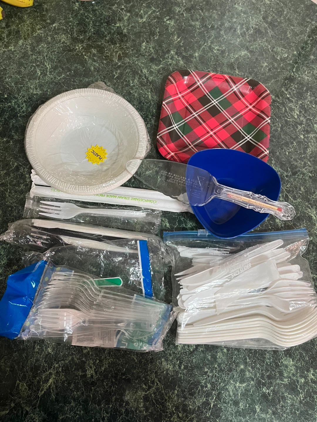 Never Used/Party Plastic Bowls and Cutlery Set