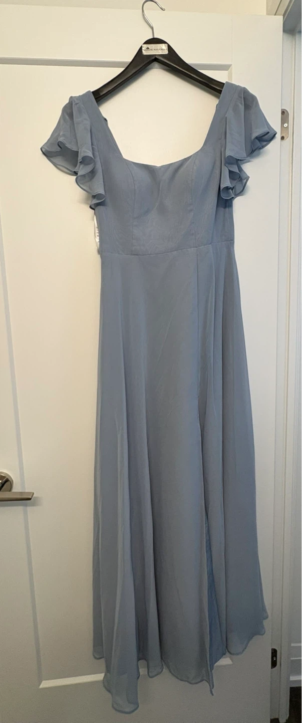 Azazie Bondi Dusty Blue Chiffon Dress - photo 2