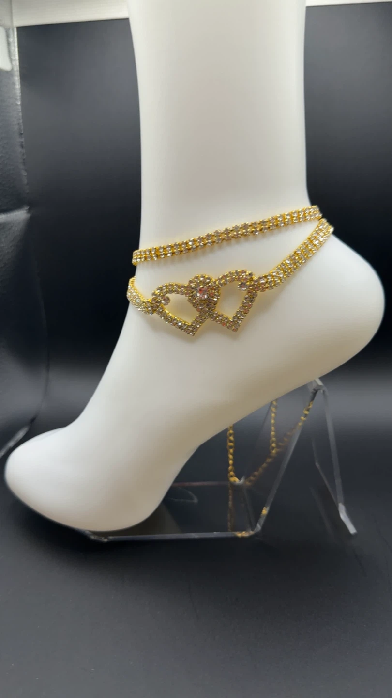 Gold Tone Rhinestone Anklet Bracelet - photo 2
