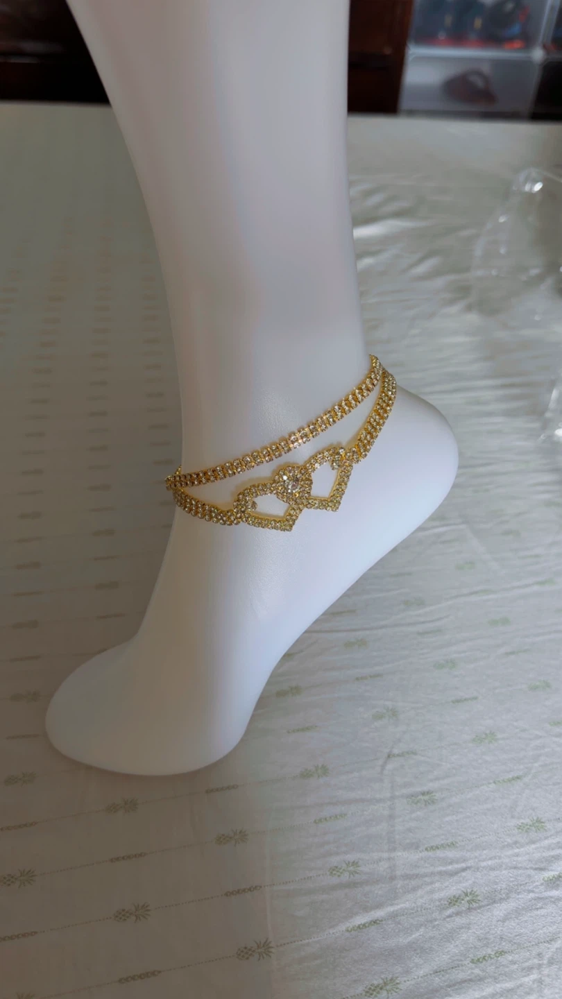 Gold Tone Rhinestone Anklet Bracelet - photo 4