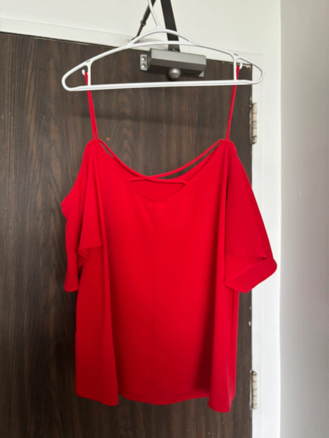 Red Cold Shoulder Blouse - photo 2