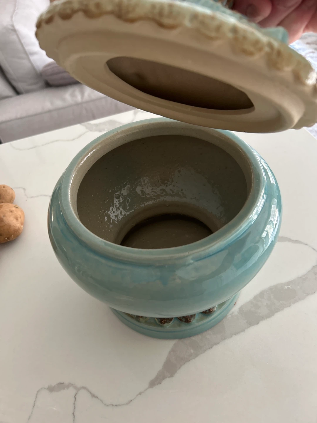 Turquoise Decorative Ceramic Jar with Lid - photo 2