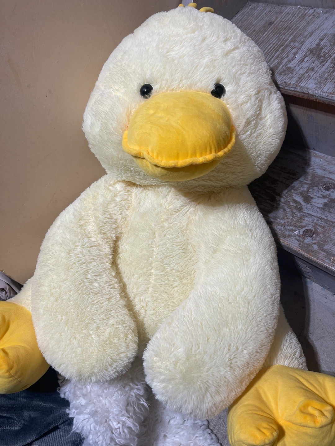 Large Plush Duck Toy - Cream & Yellow