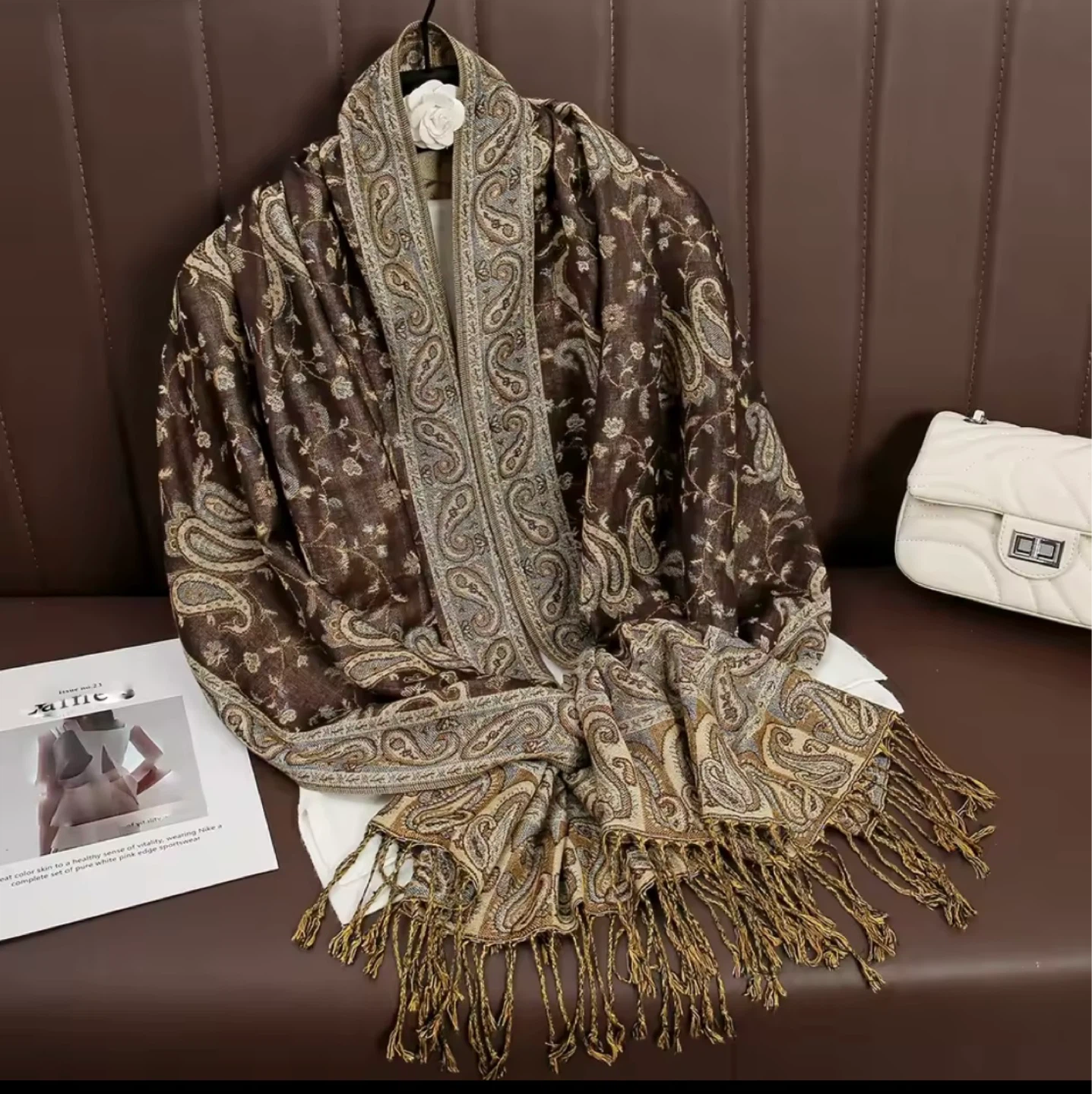 Paisley Pattern Scarf with Tassels - photo 4
