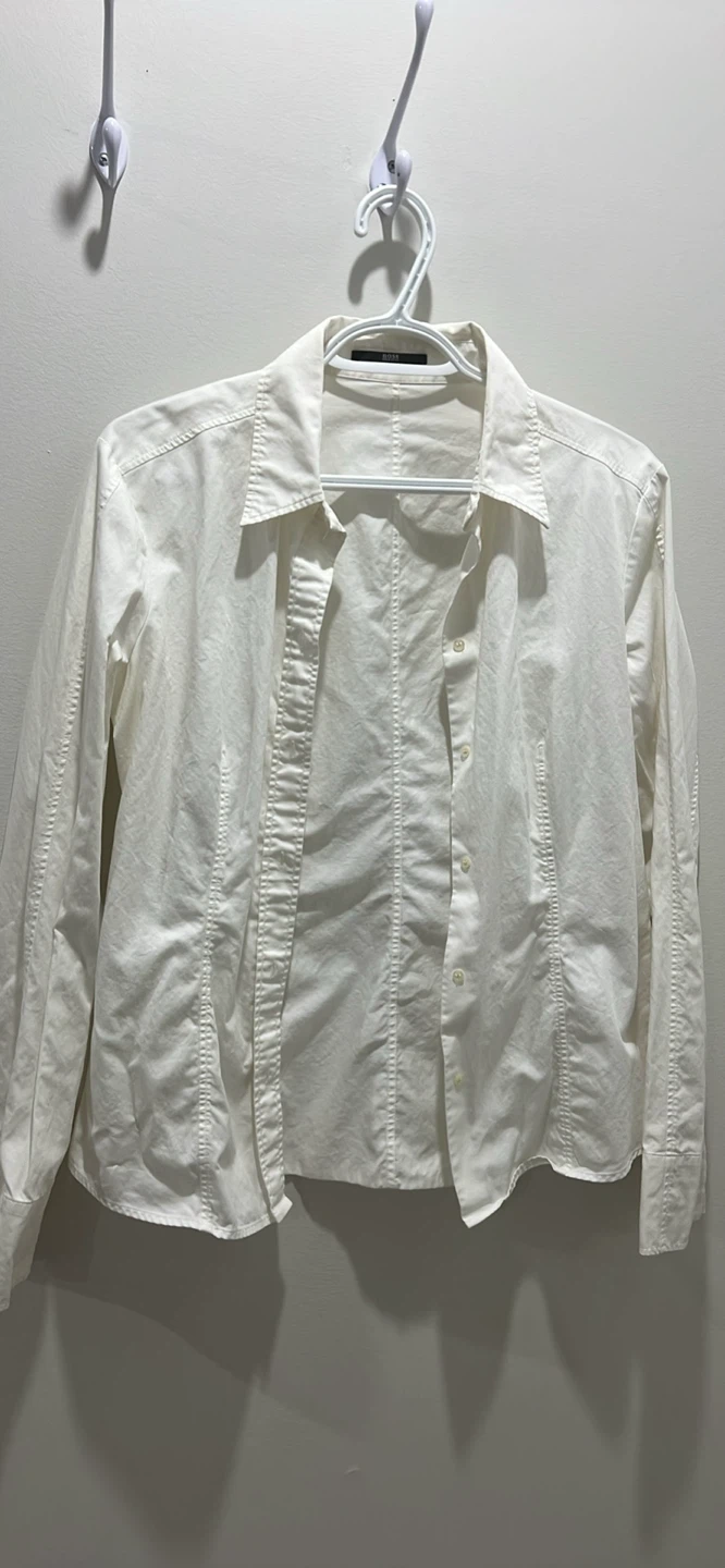 White Linen Button-Up Shirt