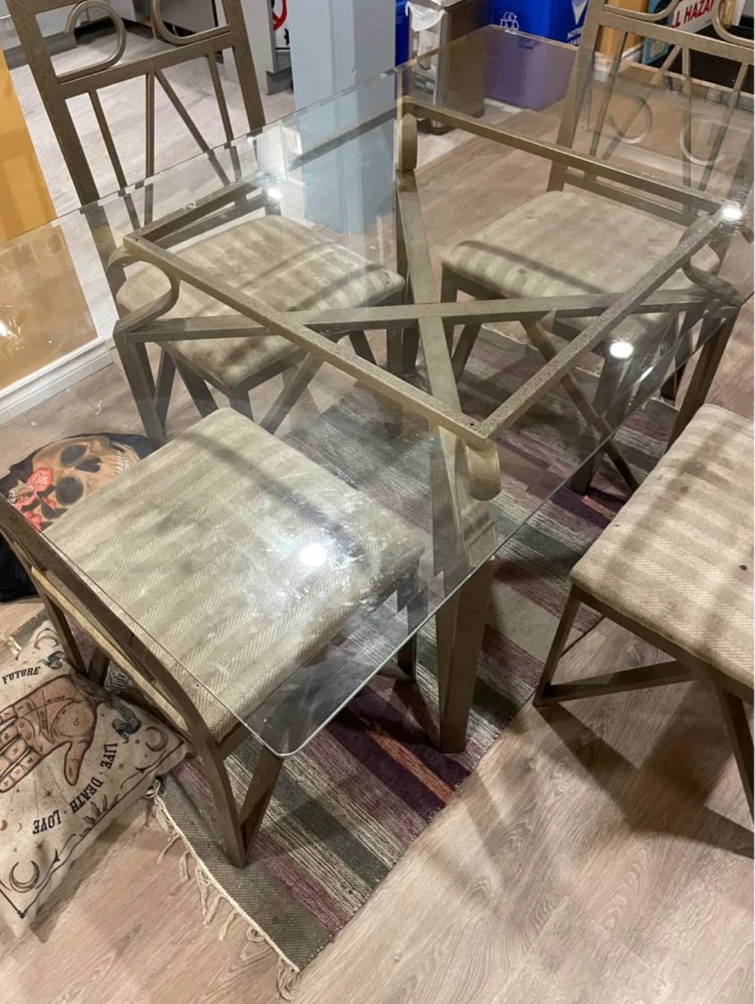 Glass Top Dining Table with 4 Chairs
