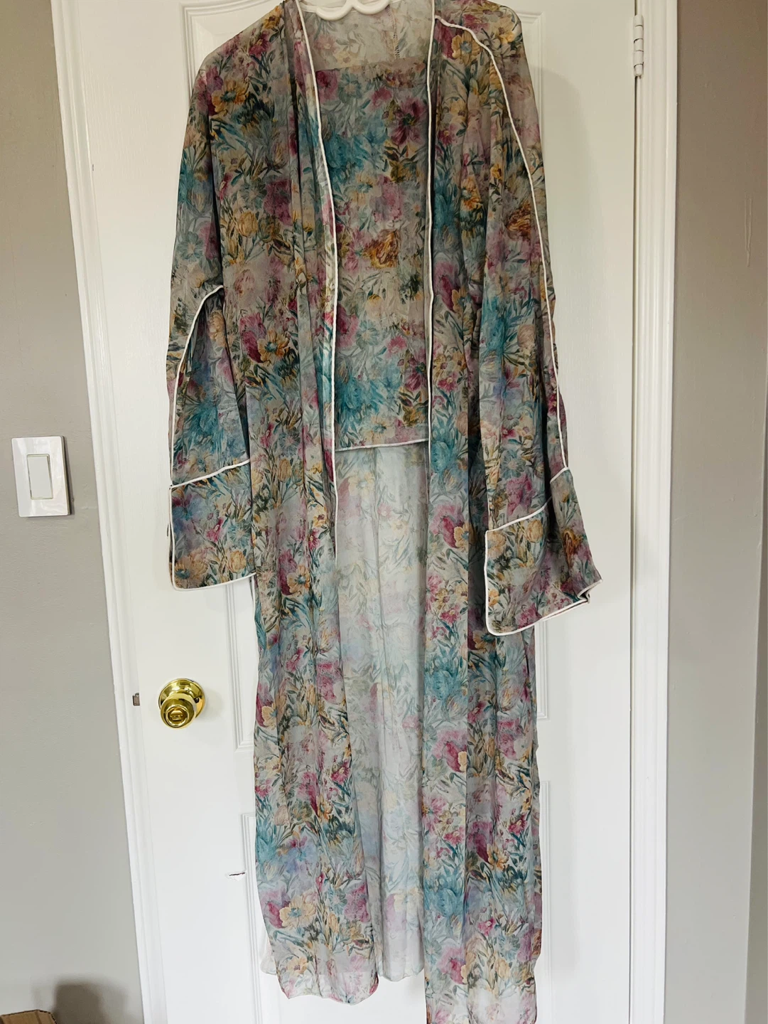 Floral Print Open Abaya Kimono