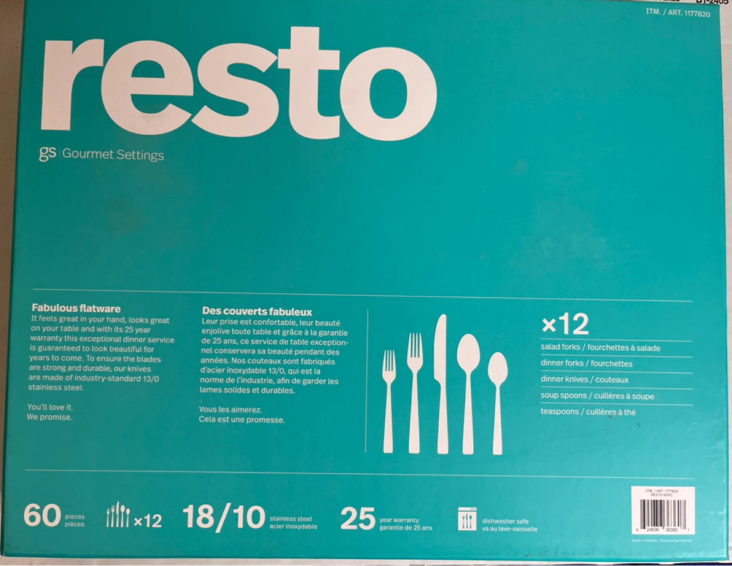 60-piece Stainless Steel Cutlery Set (resto brand) - photo 2