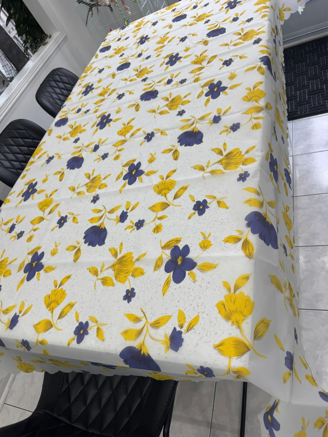 Floral Tablecloth White with Yellow and Purple Flowers - photo 4