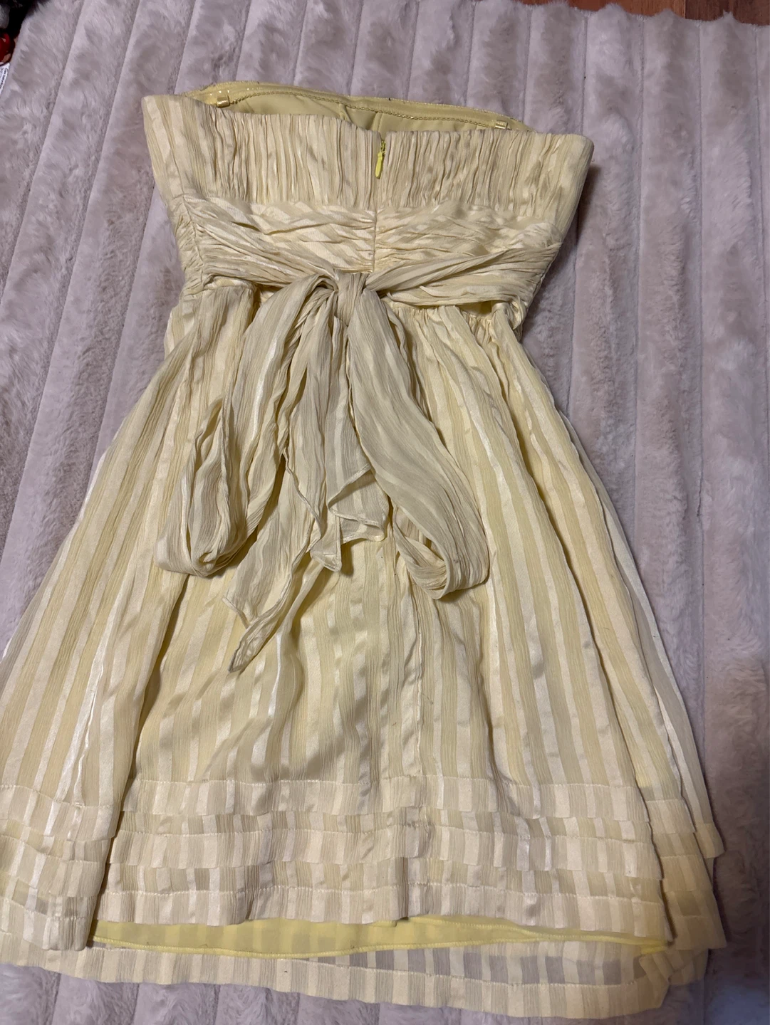 Yellow Strapless Dress with Striped Detail - photo 2