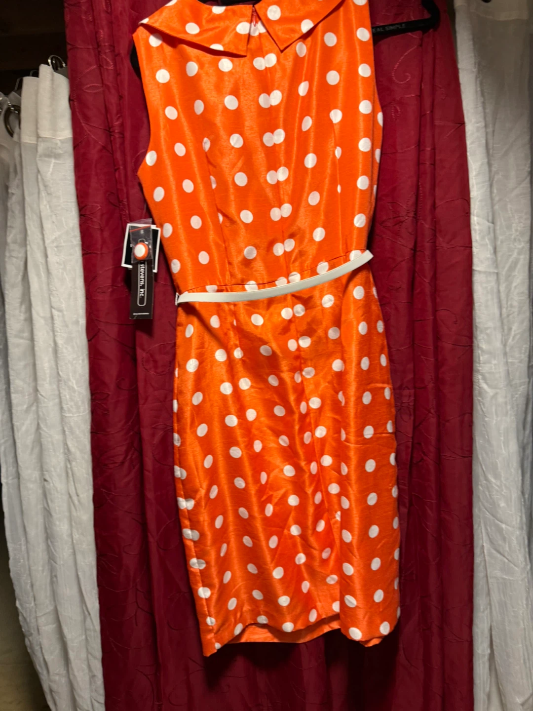 Orange Polka Dot Dress with Belt - photo 2