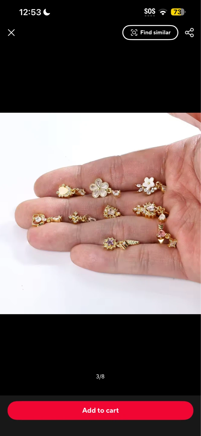 8 Piece Gold Color Non-Piercing Nose Ring Set - photo 2