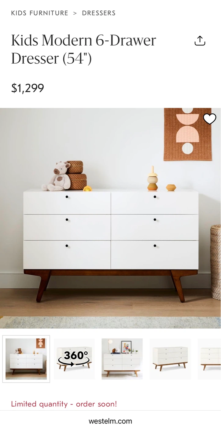 White West Elm Console Cabinet in mid-century styling - photo 4