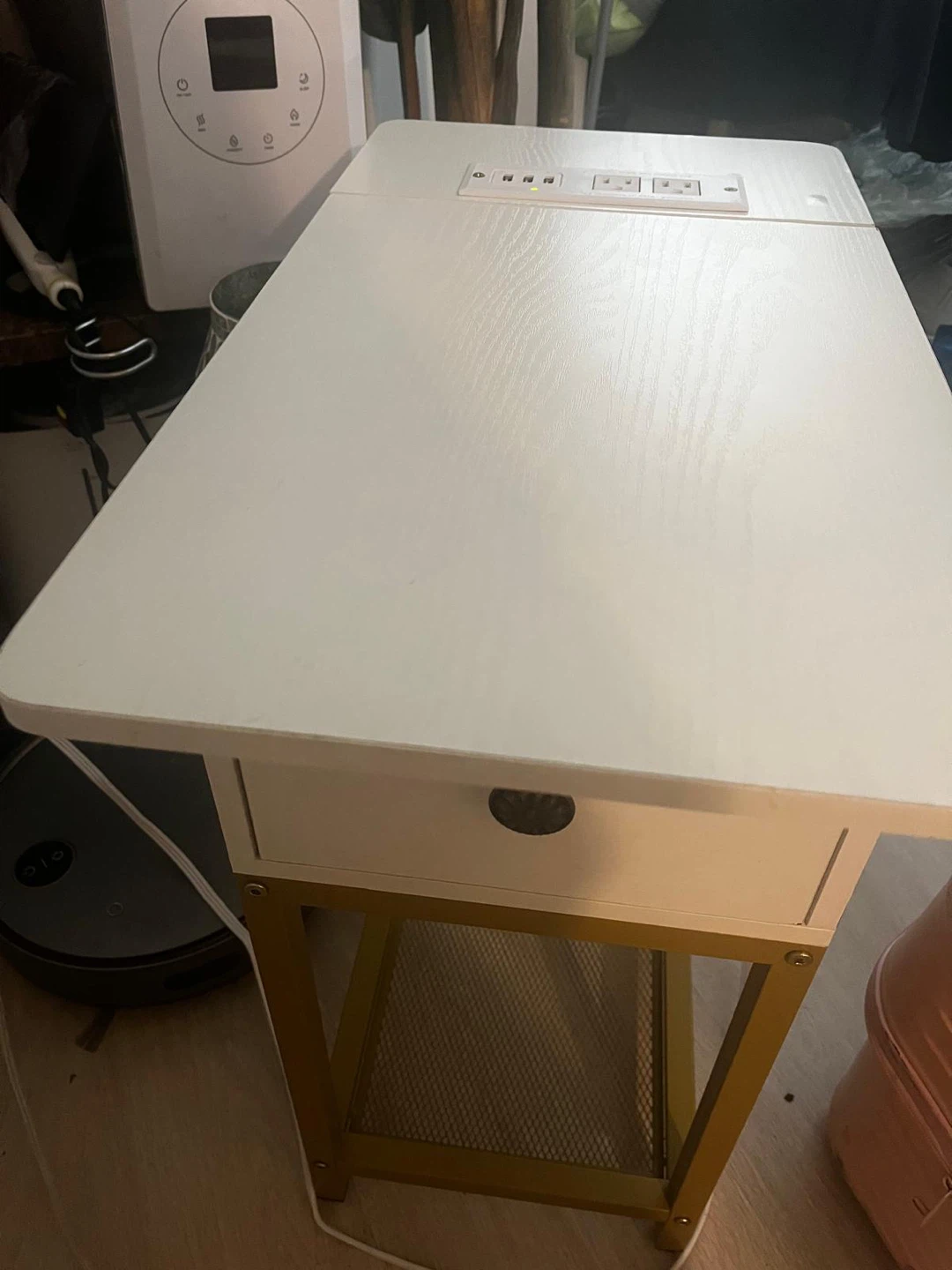 White Side Table with Drawer - photo 5