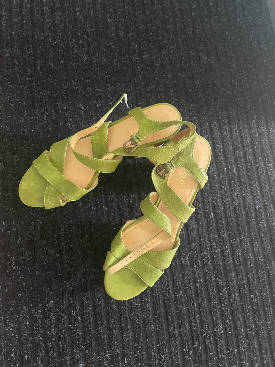 Nine West Women's Green Cork Wedge Sandals