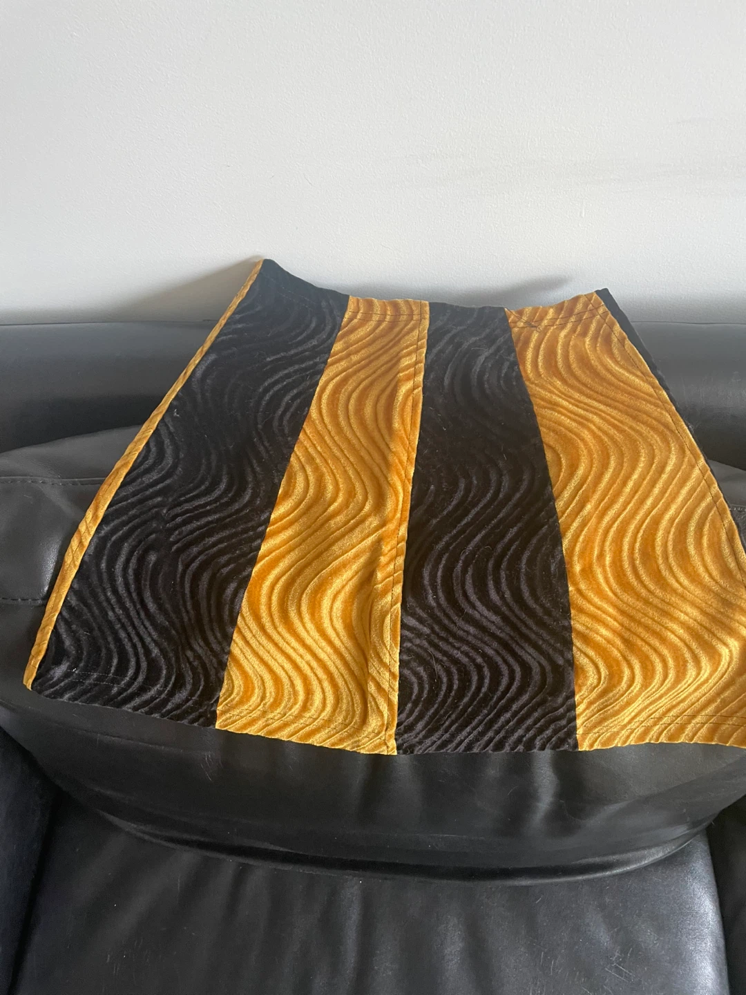 SERIOUS Black & Gold Striped Velvet Skirt - photo 2