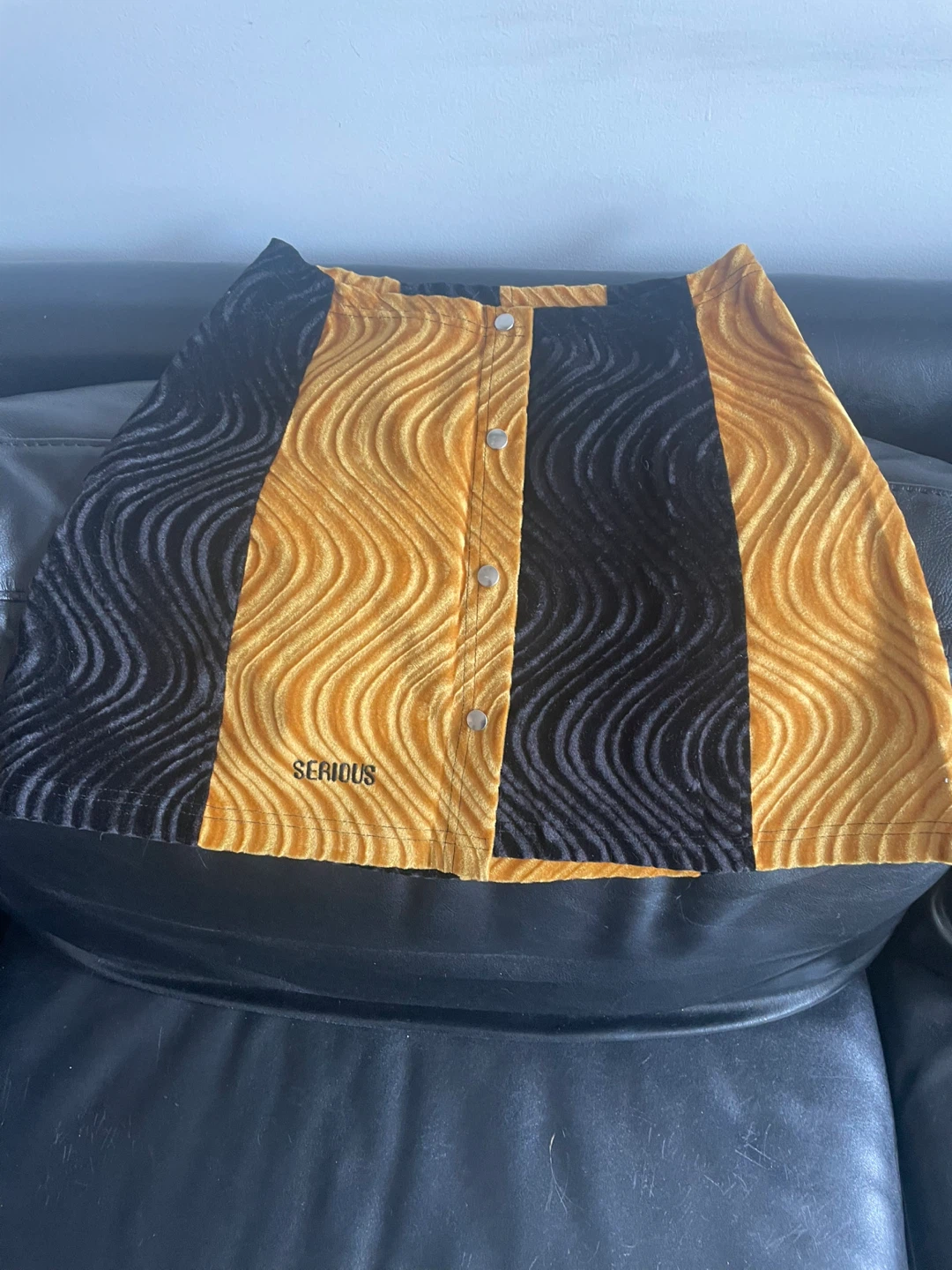 SERIOUS Black & Gold Striped Velvet Skirt