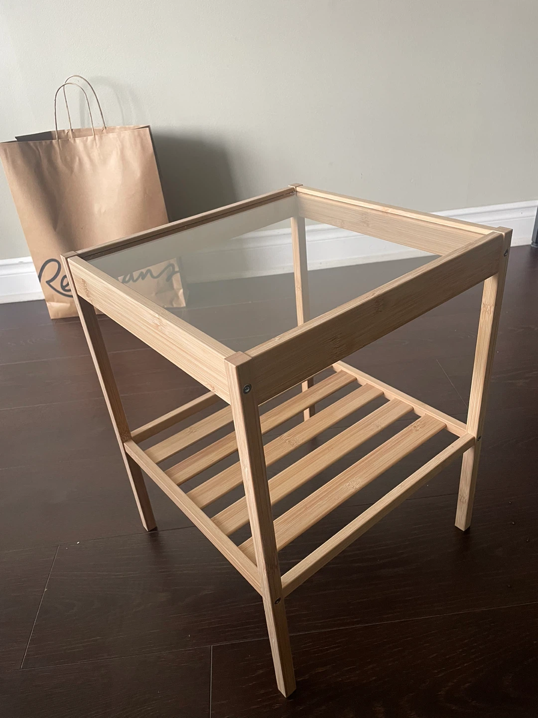 Bamboo and Glass Side Table