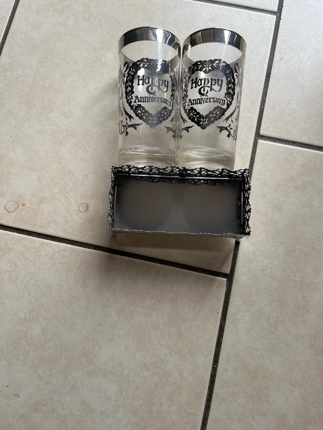 Anniversary Tray and Glasses Set