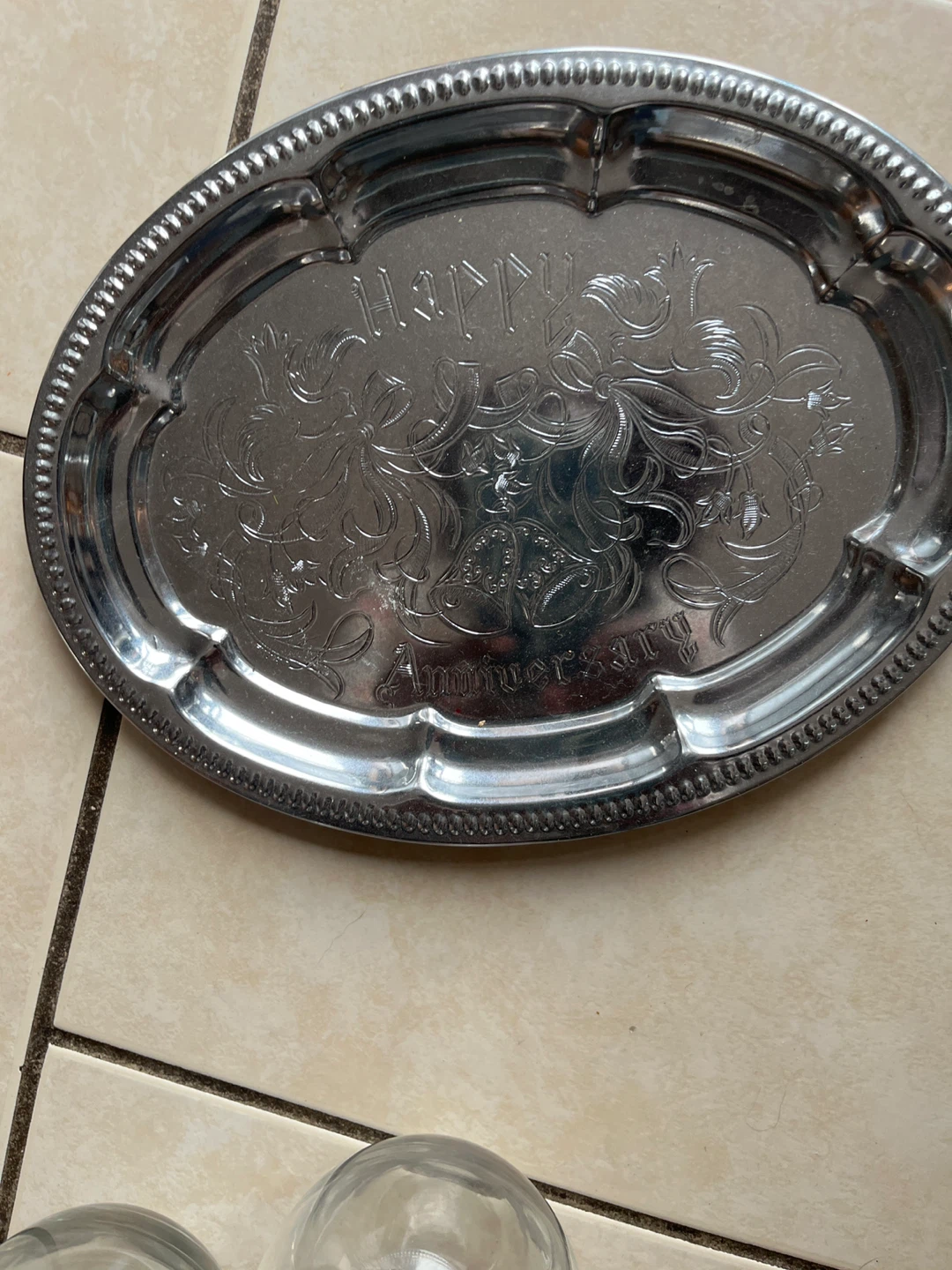Anniversary Tray and Glasses Set - photo 3