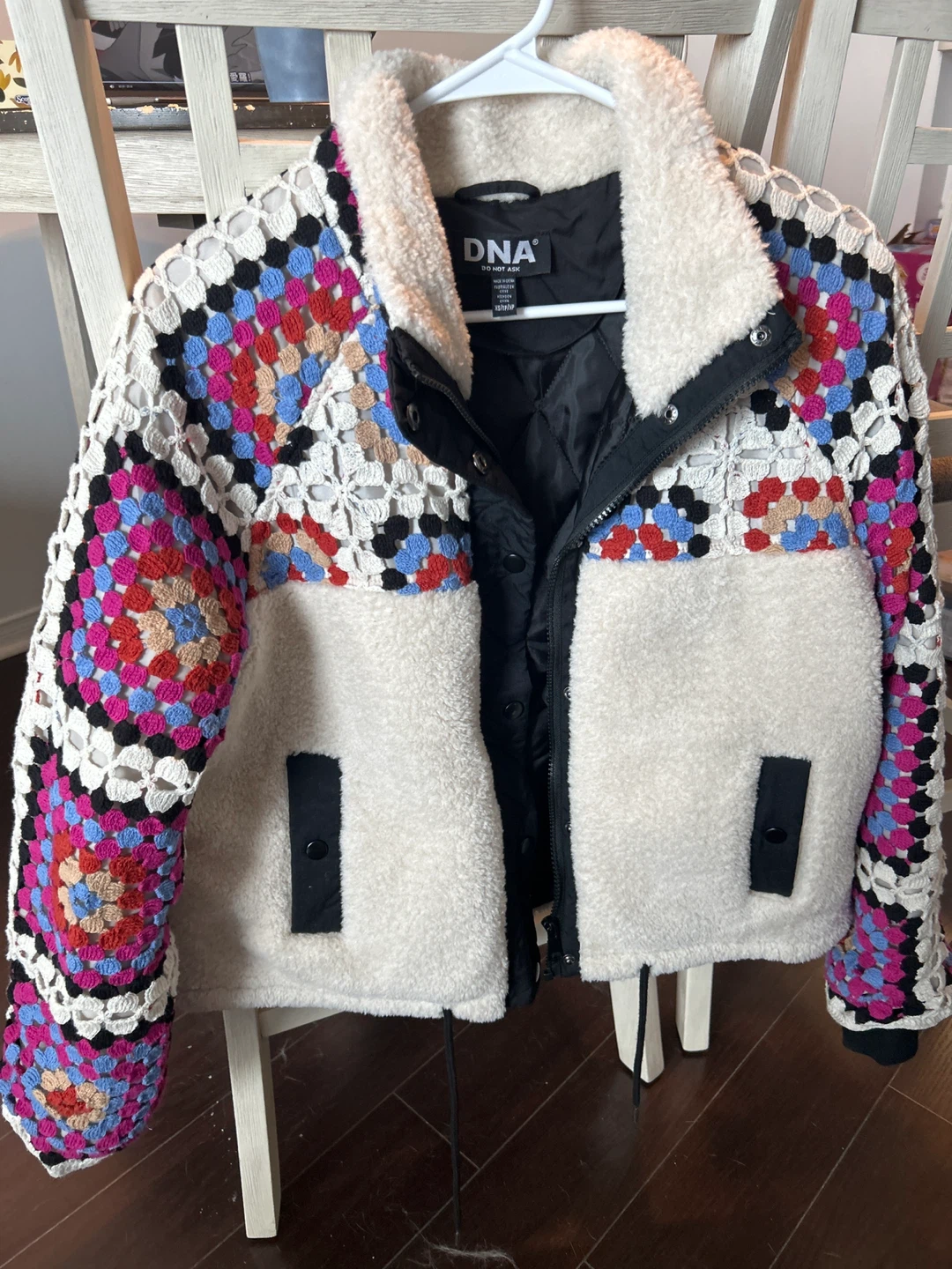 DNA Colorful Crochet Sherpa Jacket